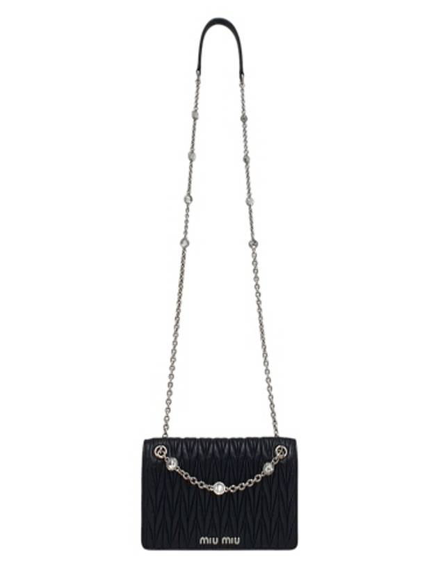 5BP065 Black Nappa Crystal Chain Mini Cross and Shoulder Bag - MIU MIU - BALAAN 5