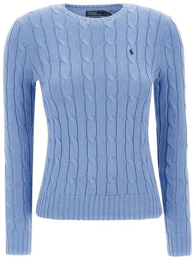 Embroidered Logo Pony Cable Knit Top Blue - POLO RALPH LAUREN - BALAAN 2