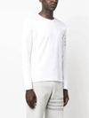 4-Bar Striped Cotton Long Sleeve T-Shirt White - THOM BROWNE - BALAAN 4