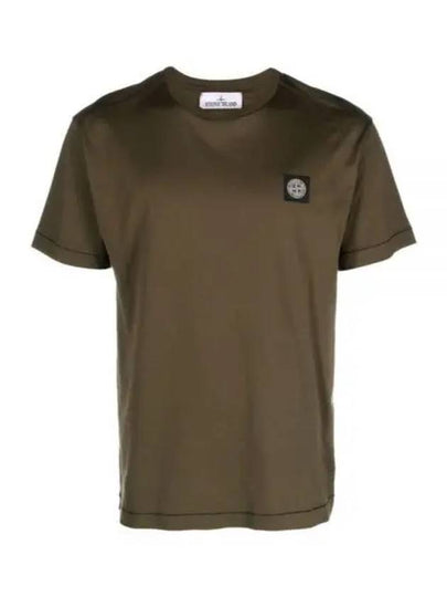 Slimfit Cotton Jersey Short Sleeve T-shirt Olive Green - STONE ISLAND - BALAAN 2