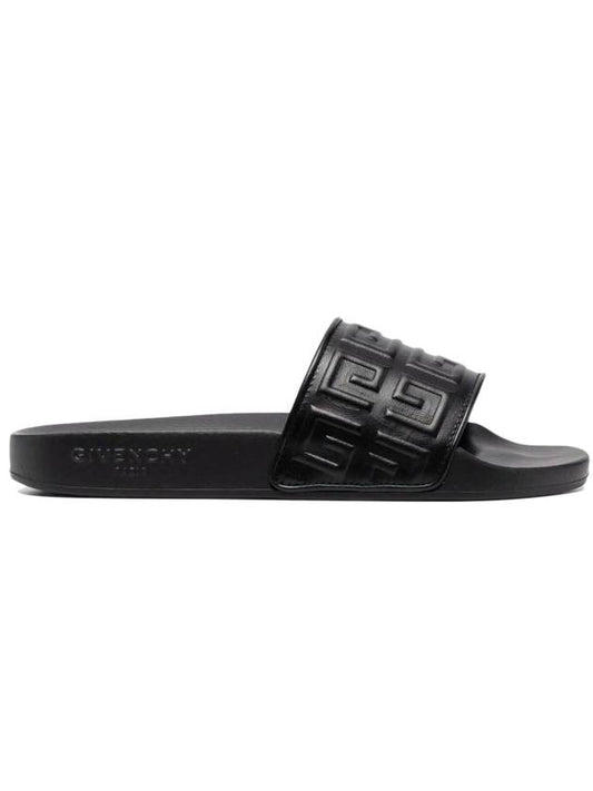 4G embossed logo band leather slippers black - GIVENCHY - BALAAN 1