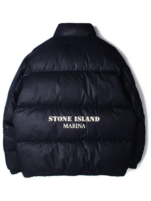 446X1 Marina Nylon Ripstop Cover Down Blouson Jacket Ink Blue - STONE ISLAND - BALAAN 3