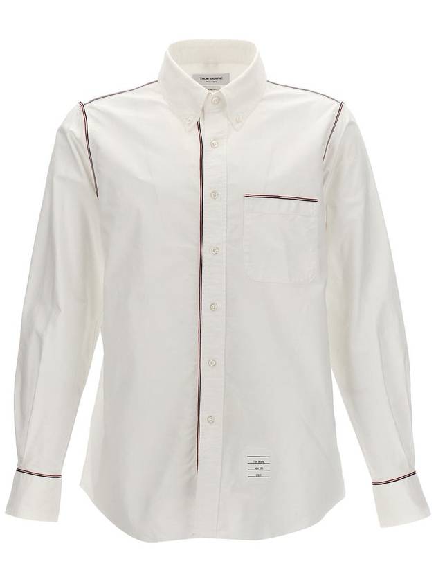 Oxford Grosgrain Framing Long Sleeve Shirt White - THOM BROWNE - BALAAN 2