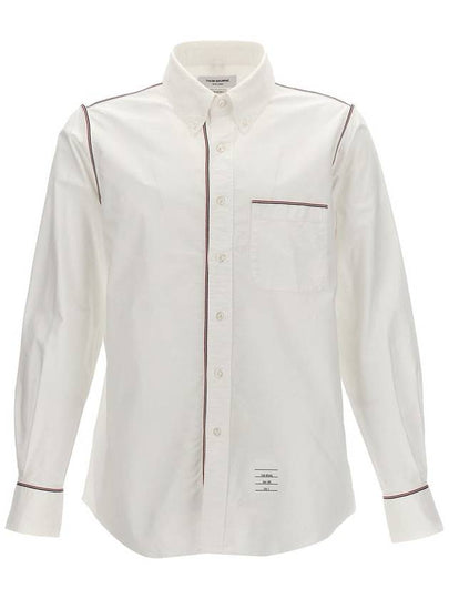 Oxford Grosgrain Framing Long Sleeve Shirt White - THOM BROWNE - BALAAN 2