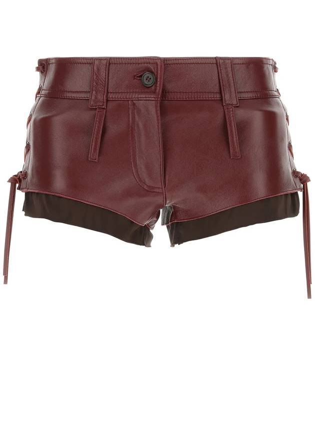 Women's Nappa Leather Shorts Amaranth Red - MIU MIU - BALAAN 2