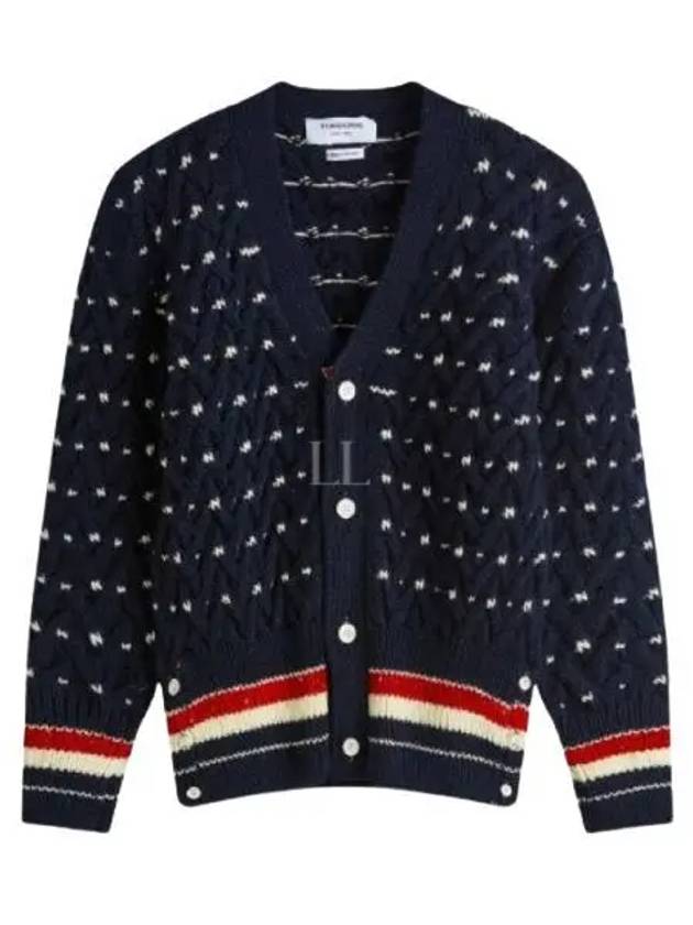 Donegal Cable Classic Cardigan MKC542B Y1506 415 - THOM BROWNE - BALAAN 1