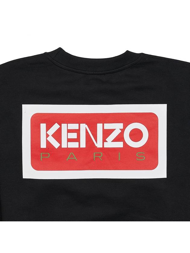 Paris Logo Crew Neck Classic Fit Cotton Sweatshirt Black - KENZO - BALAAN 9