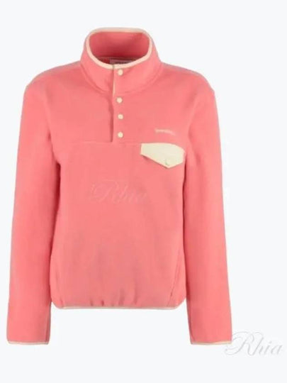 Serif Logo Buttoned Polar Cotton Sweatshirt Cream Pink - SPORTY & RICH - BALAAN 2