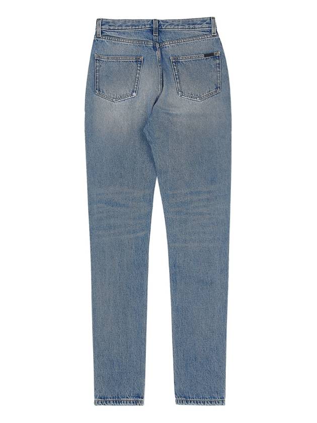 Slim Fit Denim Cotton Straight Jeans Blue - SAINT LAURENT - BALAAN 3