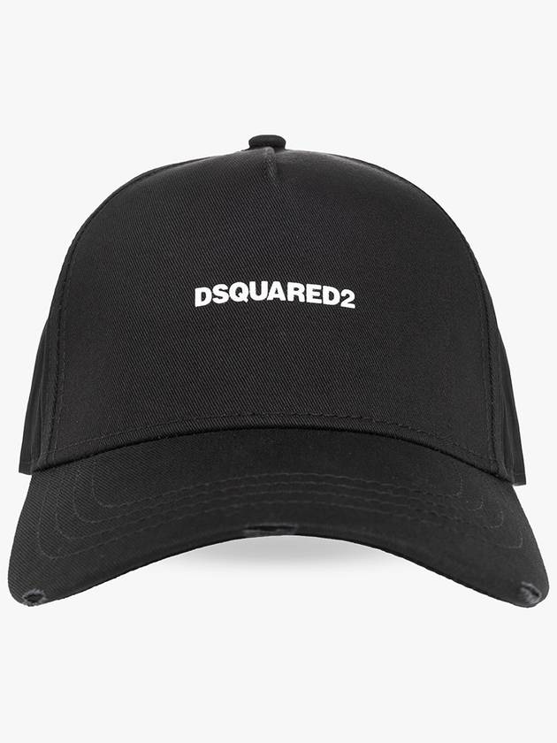 Baseball Logo Print Cotton Ball Cap Black - DSQUARED2 - BALAAN 2