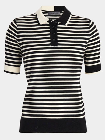 Women s Contrast Striped Merino Wool Short Sleeve Sweater Polo - G/FORE - BALAAN 1