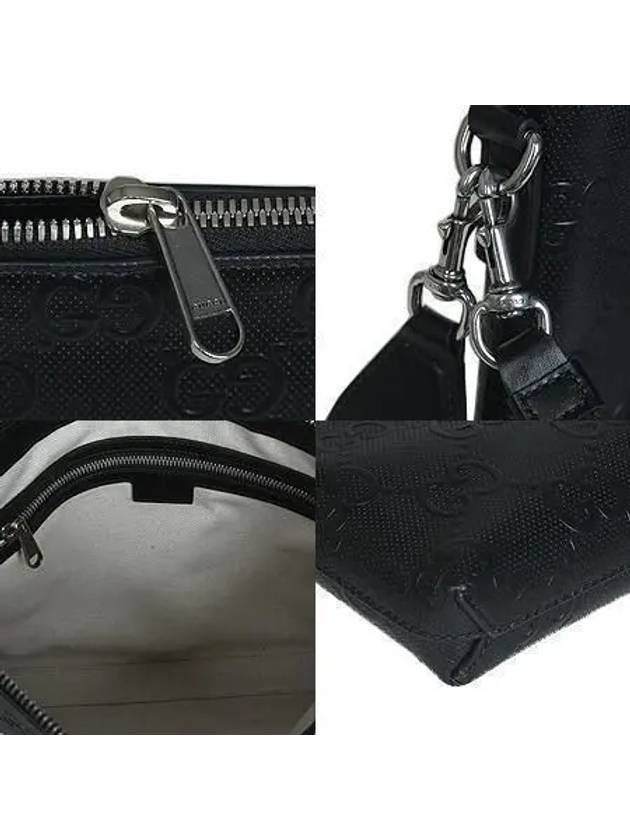 696009 Black leather embossed medium messenger and clutch bag - GUCCI - BALAAN 5