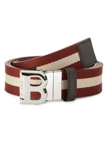 Men's B Buckle Reversible Belt Red White - BALLY - BALAAN 1