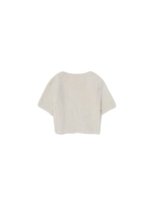 La Maile Neve Logo Charm Fluffy Crop Cardigan Offwhite - JACQUEMUS - BALAAN 3