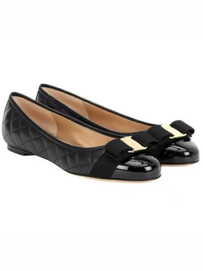 Varina Quilting Leather Ballet Flat Black - SALVATORE FERRAGAMO - BALAAN 2