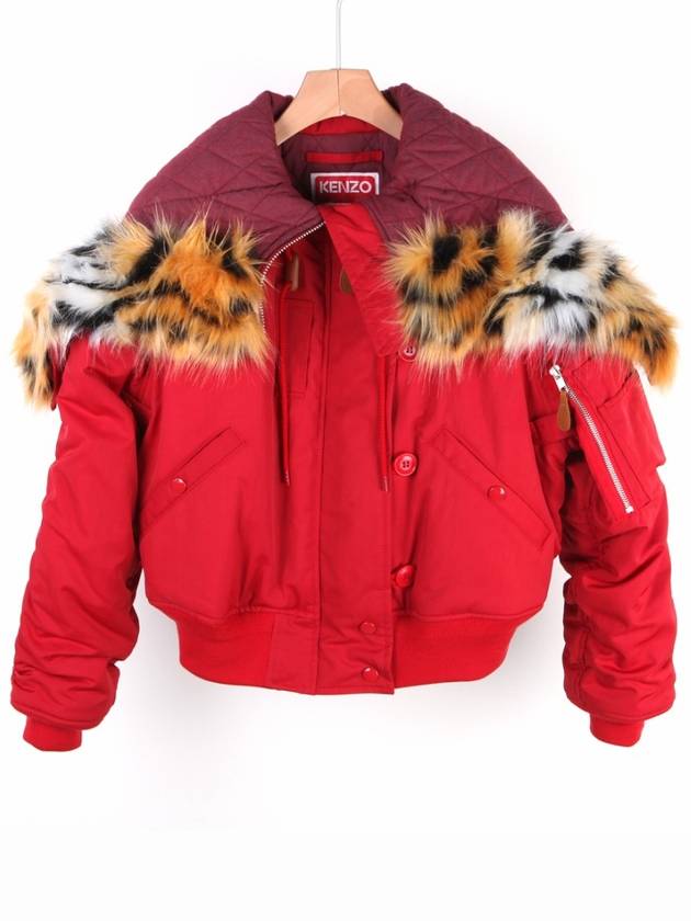 Women's Short Wind Parka Padding Red FC62OU1029OC - KENZO - BALAAN 1