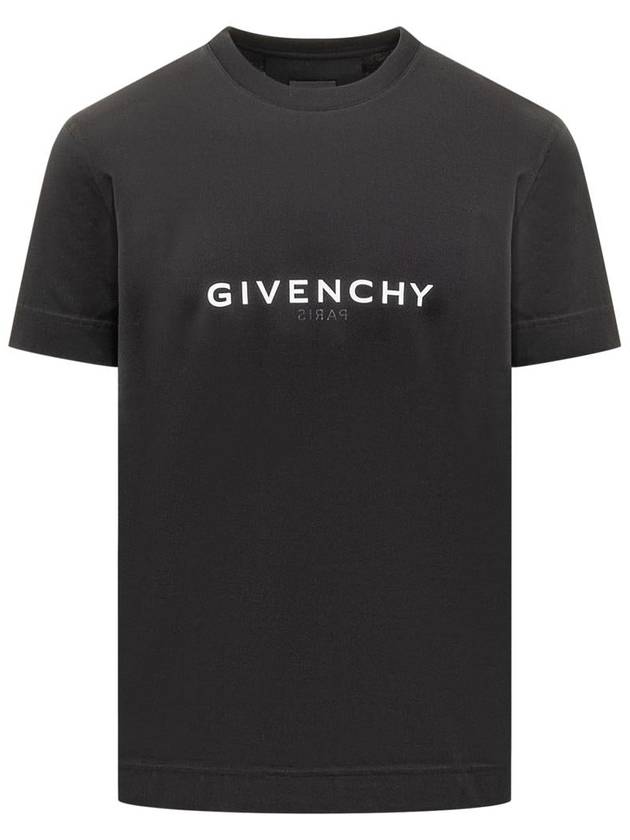 Men's Reverse Logo Round Slim Short Sleeve T-Shirt Black - GIVENCHY - BALAAN 2