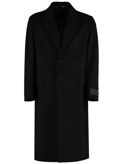 Men's Breasted Wool Single Coat Black - VALENTINO - BALAAN 2