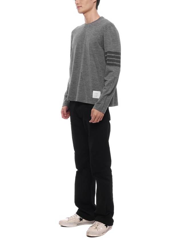 4-Bar Long Sleeve T-Shirt Grey - THOM BROWNE - BALAAN 5