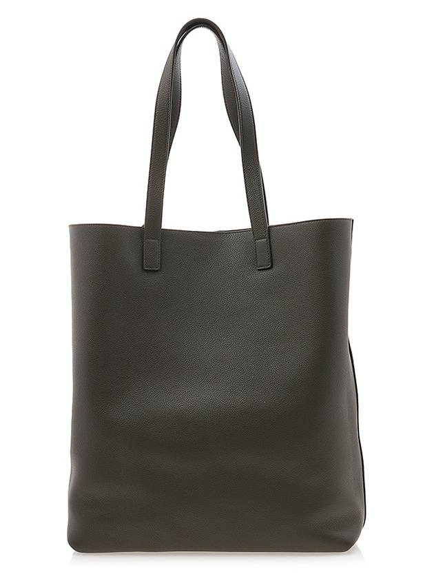 Bold Shopping Bag In Grained Leather Dark Khaki - SAINT LAURENT - BALAAN 5