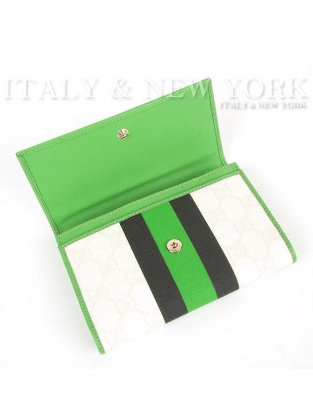 Logo Tri-Fold Half Wallet Green White - GUCCI - BALAAN 4