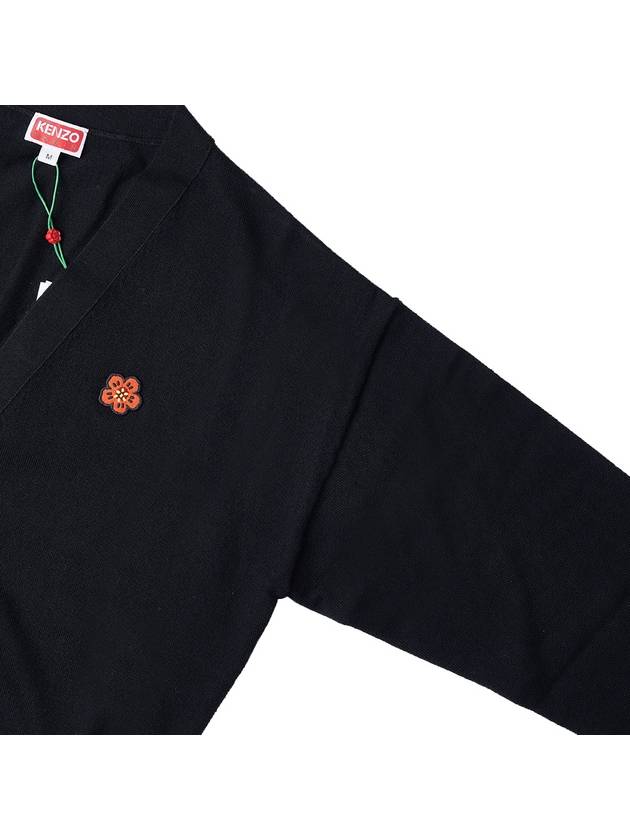 Boke Flower Embroidered Wool Cardigan Black - KENZO - BALAAN 5