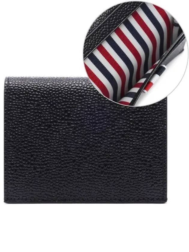 Pebble Grained Leather Double Card Wallet Black - THOM BROWNE - BALAAN 2