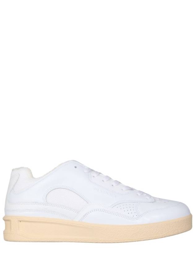 Men's Logo Leather Low Top Sneakers White - JIL SANDER - BALAAN 2