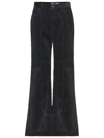 Polo Ralph Lauren Black Pintucked Corduroy Flared Trousers, Size 2R - POLO RALPH LAUREN - BALAAN 1