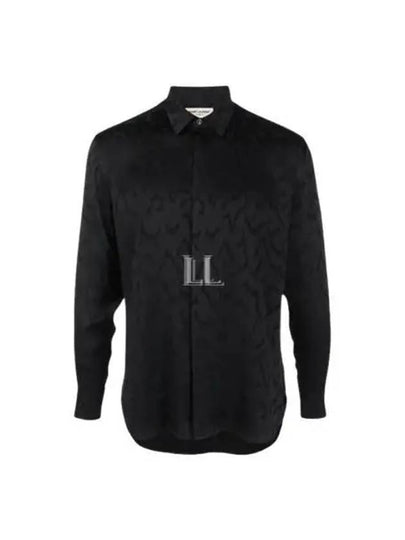 Art Print Satin Long Sleeve Shirt Black - SAINT LAURENT - BALAAN 2