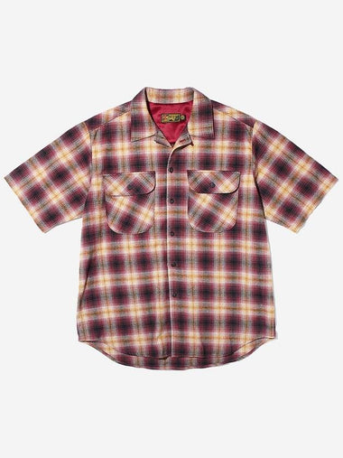 Cosmo Checker Flannel Open Half Shirt Red - OGARP - BALAAN 1