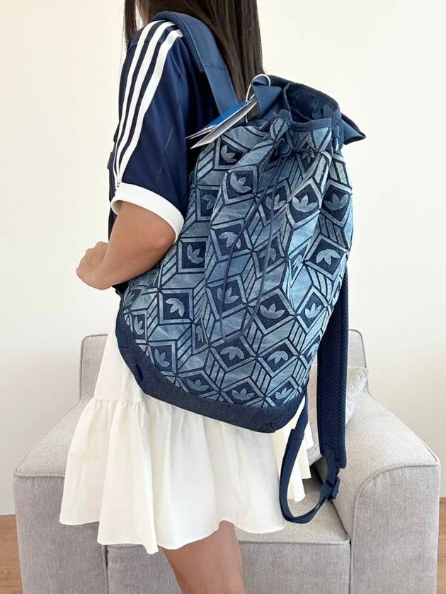 Monogram Denim Pouch Backpack Blue - ADIDAS - BALAAN 6