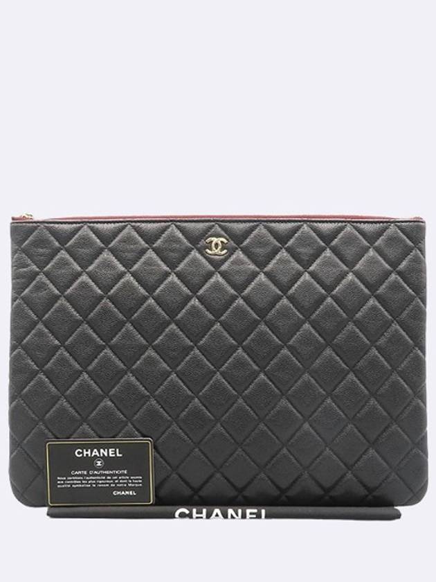 Chanel A82552 Black Caviar Skin Gold COCO Logo Clutch - CHANEL - BALAAN 1