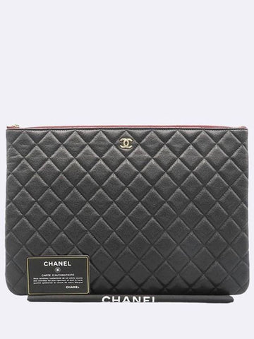 Chanel A82552 Black Caviar Skin Gold COCO Logo Clutch - CHANEL - BALAAN 1