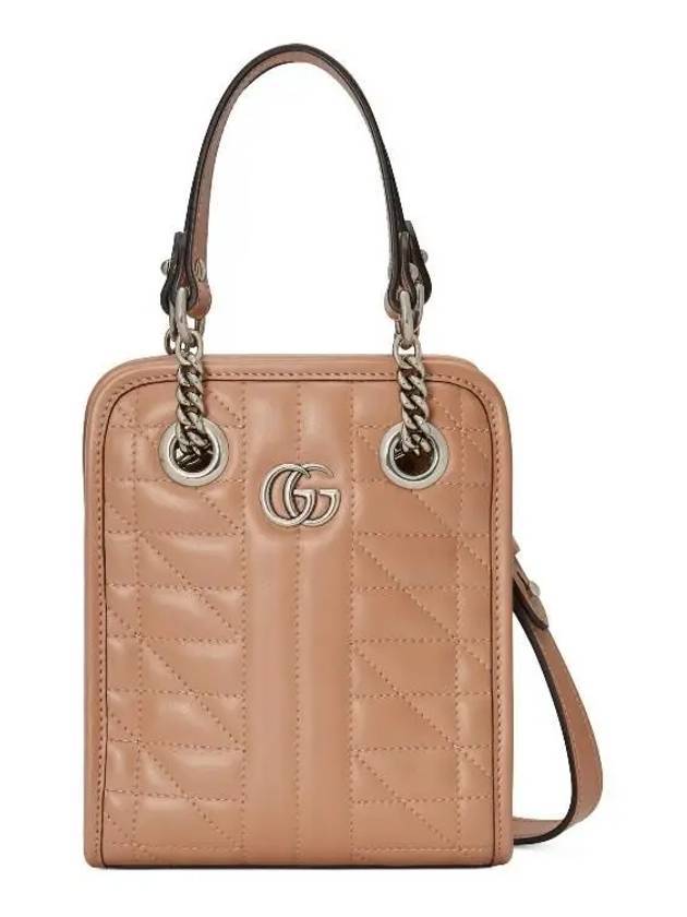 GG Marmont silver matelass? leather mini bag camel - GUCCI - BALAAN.