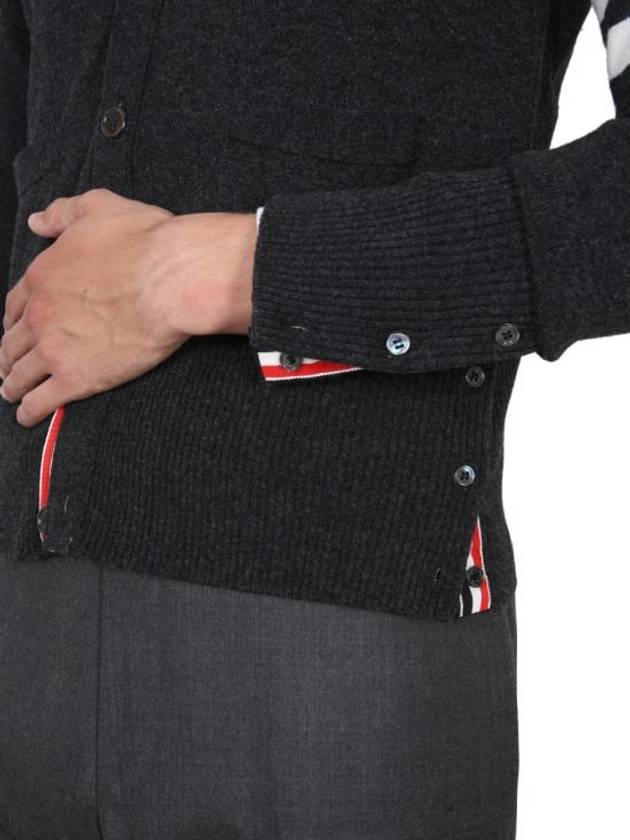 Men's Diagonal Classic Cashmere Cardigan Dark Grey - THOM BROWNE - BALAAN 7