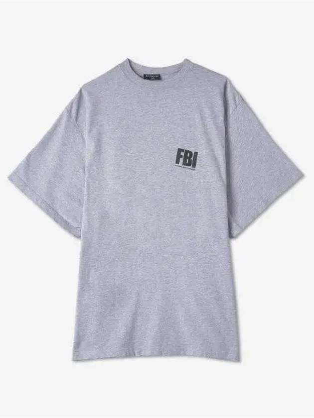 FBI Logo Oversized Short Sleeve T-Shirt Grey - BALENCIAGA - BALAAN 2