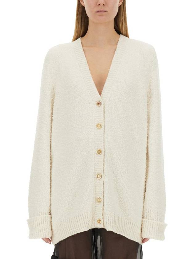 V-Neck Stitch Oversized Knit Cardigan White - MAISON MARGIELA - BALAAN 2