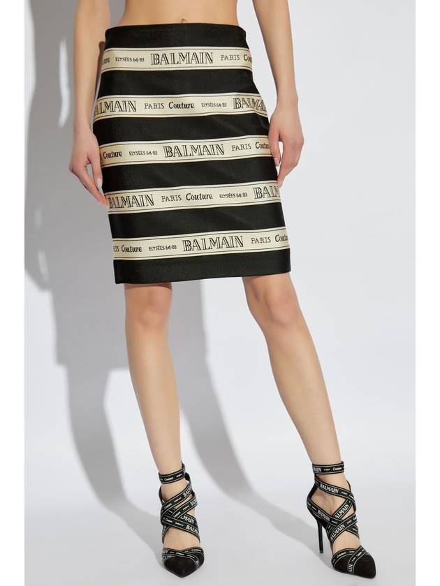 Balmain Skirt With Stripe Pattern, Women's, Black - BALMAIN - BALAAN 3