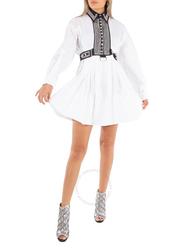 Rabanne Optical White Harness-Embellished Mini Dress, Brand Size 36 (US Size 4) - PACO RABANNE - BALAAN 1