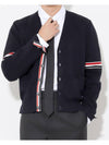 Milano Stitch Sprite Armband Cotton V-neck Cardigan Navy - THOM BROWNE - BALAAN 11