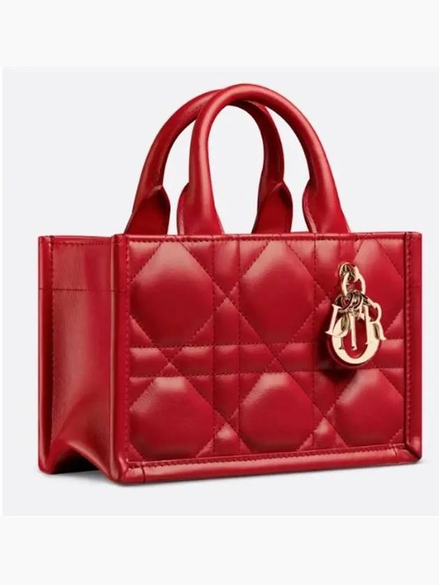 Macrocannage Calfskin Strap Mini Book Tote Bag Red - DIOR - BALAAN 7