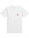 Small Heart Logo Short Sleeve T-Shirt White - AMI - BALAAN 2