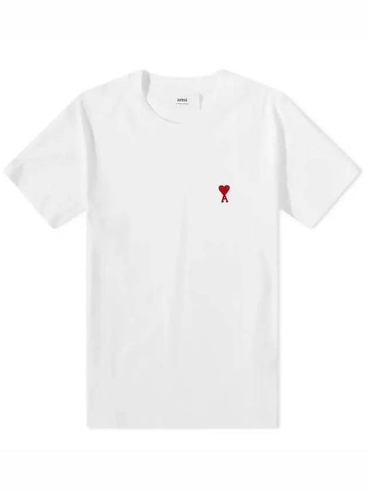 Small Heart Logo Short Sleeve T-Shirt White - AMI - BALAAN 2