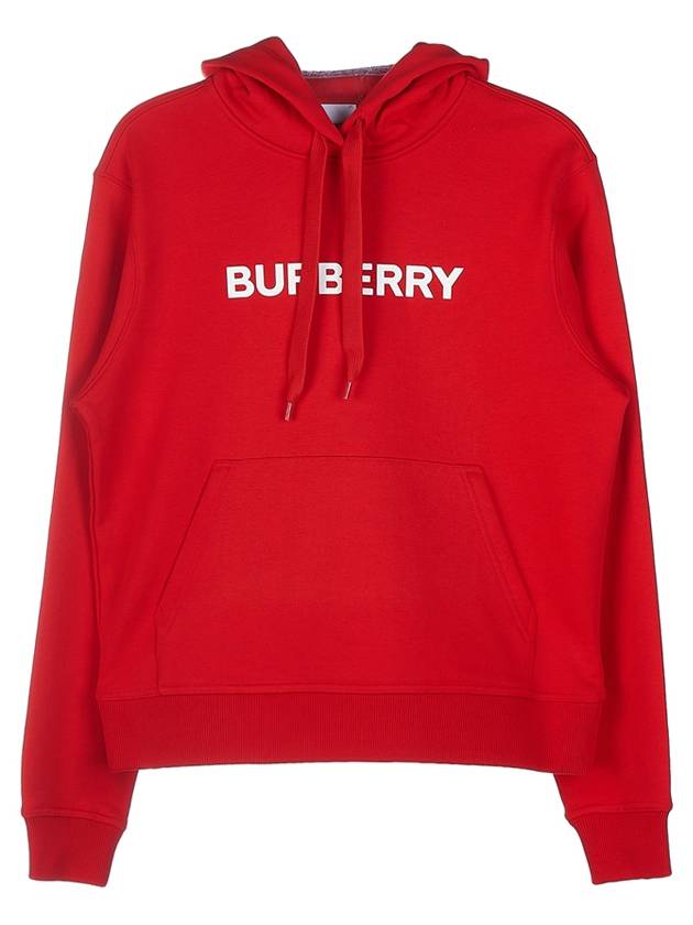 Women's Logo Print Cotton Hooded Top Red - BURBERRY - BALAAN.