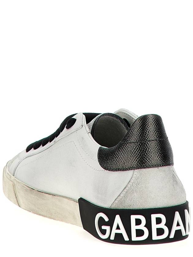 Dolce & Gabbana Portofino DC Logo Black Lace Up Low Top Sneakers White - DOLCE&GABBANA - BALAAN 4