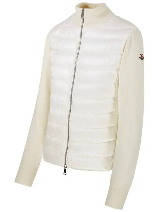 High Neck Padded Wool Cardigan White - MONCLER - BALAAN 3