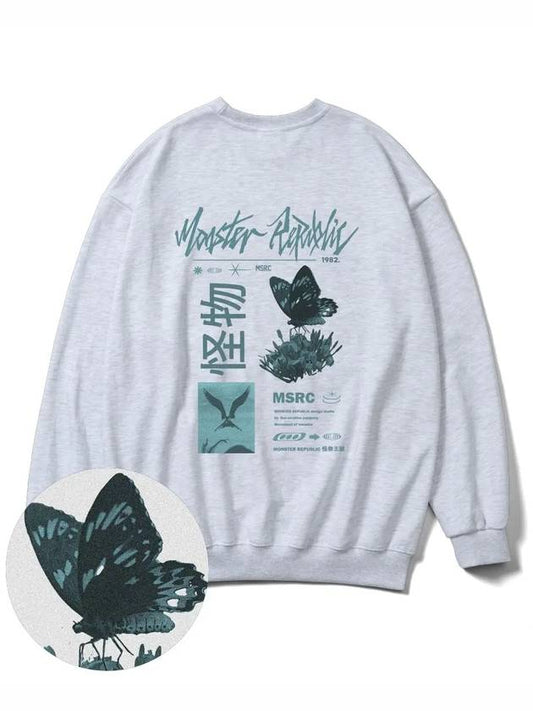 Fly Jade Green Overfit Sweatshirt Melange Gray - MONSTER REPUBLIC - BALAAN 1