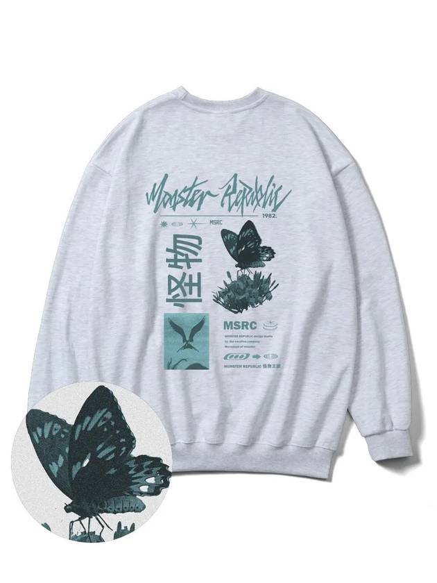 Fly Jade Green Overfit Sweatshirt Melange Grey - MONSTER REPUBLIC - BALAAN 3