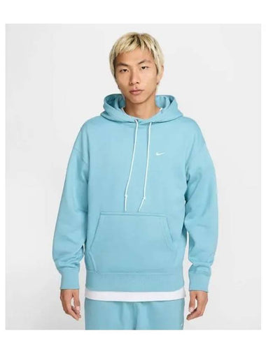 Solo Swoosh Fleece Pullover Hoodie M Denim Turquoise White DX1356 464 - NIKE - BALAAN 1